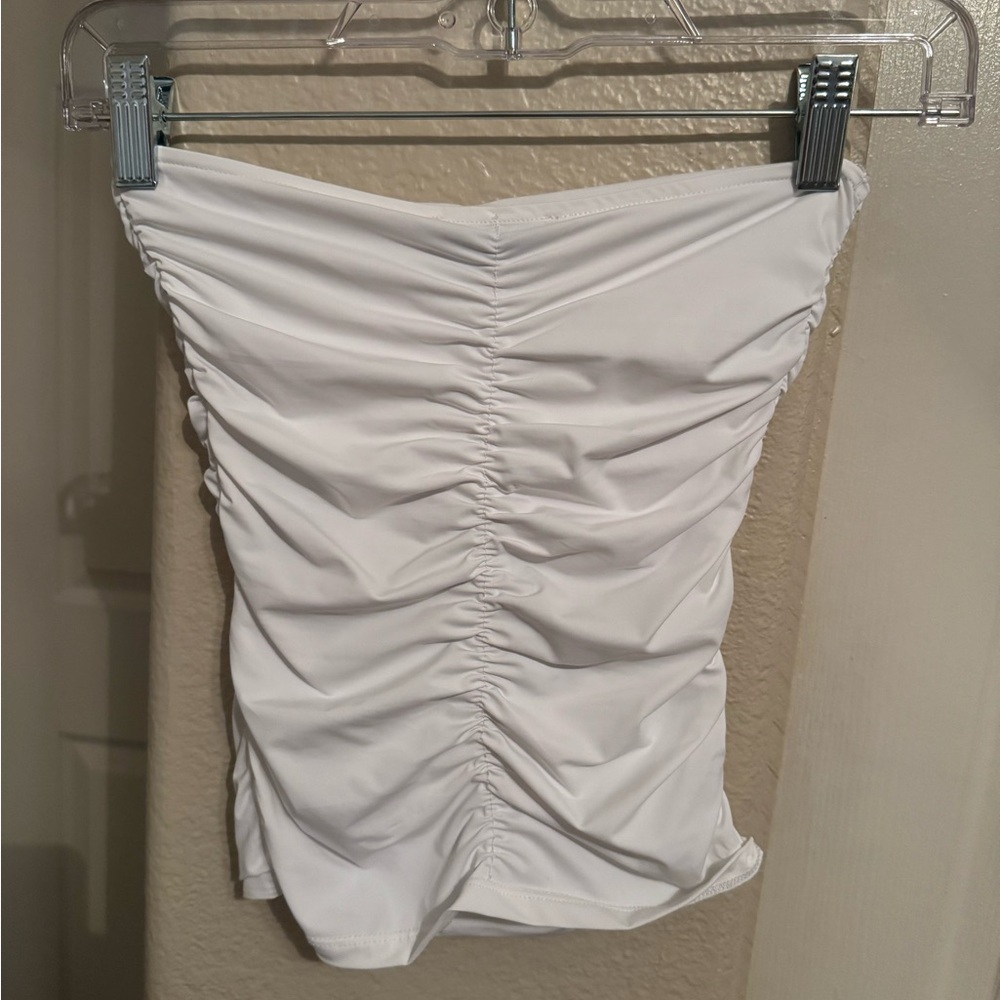Zara White Ruched Mini Skirt